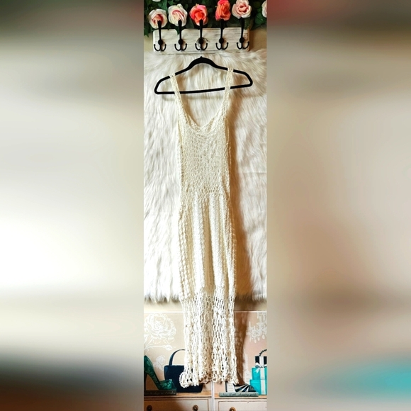 Handmade Boho Summer Cream Crochet Dress - Picture 3 of 6